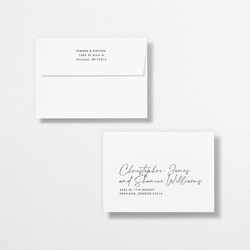 Breezy Palm Trees Save The Date Card Envelopes White Standard Sheer Lilac Both Recipient and Return Addresses