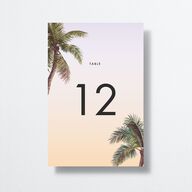 Breezy Palm Trees Table Numbers Sheer Lilac Signature