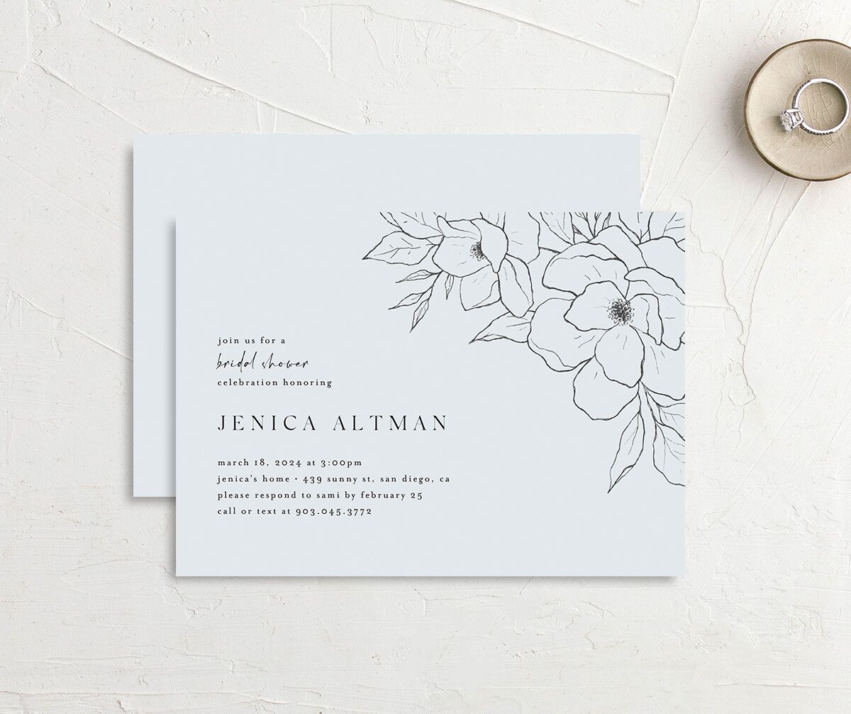 Etched Blossoms Bridal Shower Invitations front-and-back