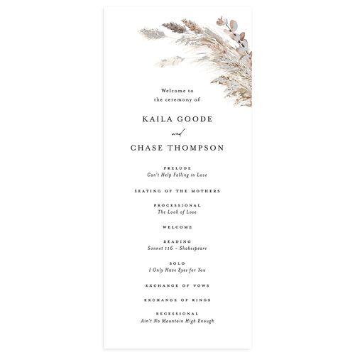 Soft Pampas Foil Wedding Programs Silver Silver Signature