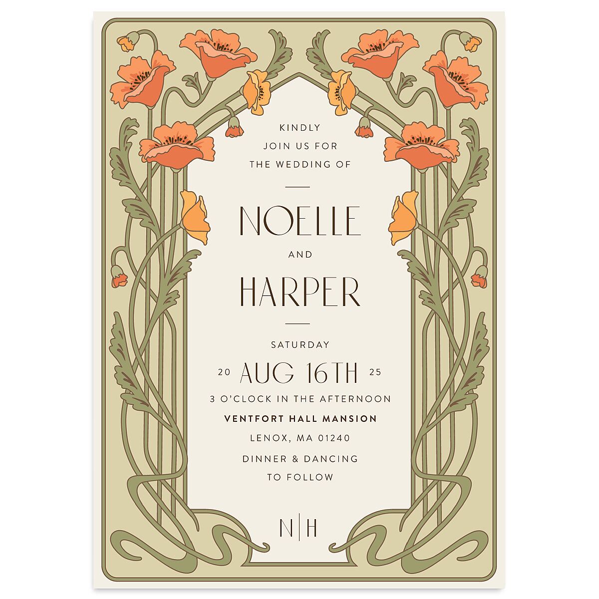 Vintage Nouveau Wedding Invitations