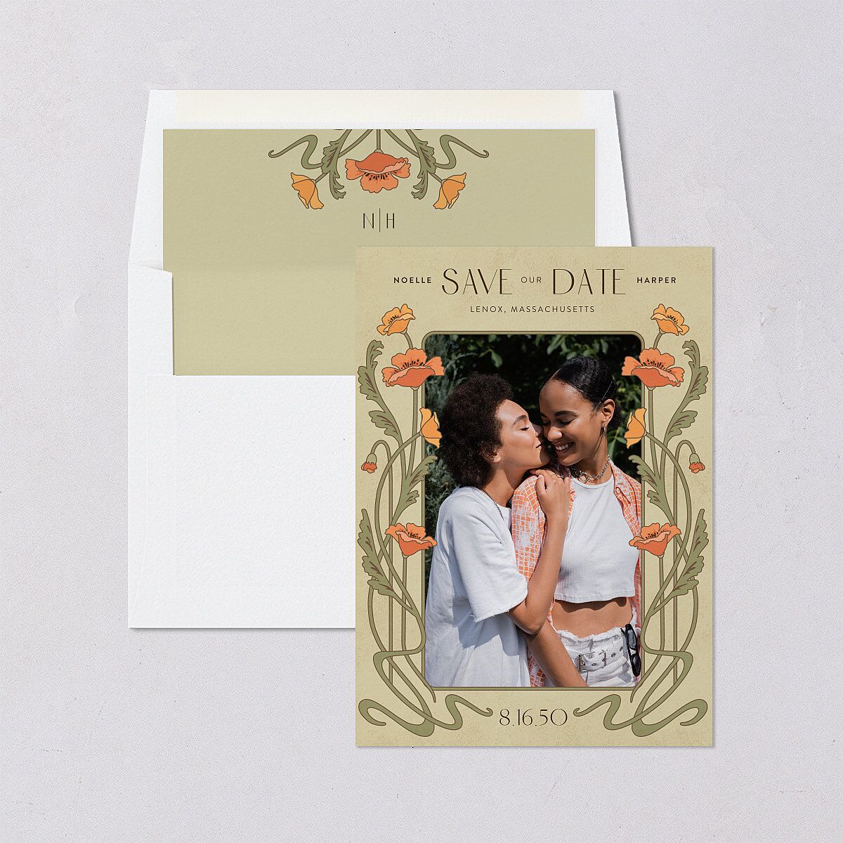 Vintage Nouveau Save The Date Cards — view 4