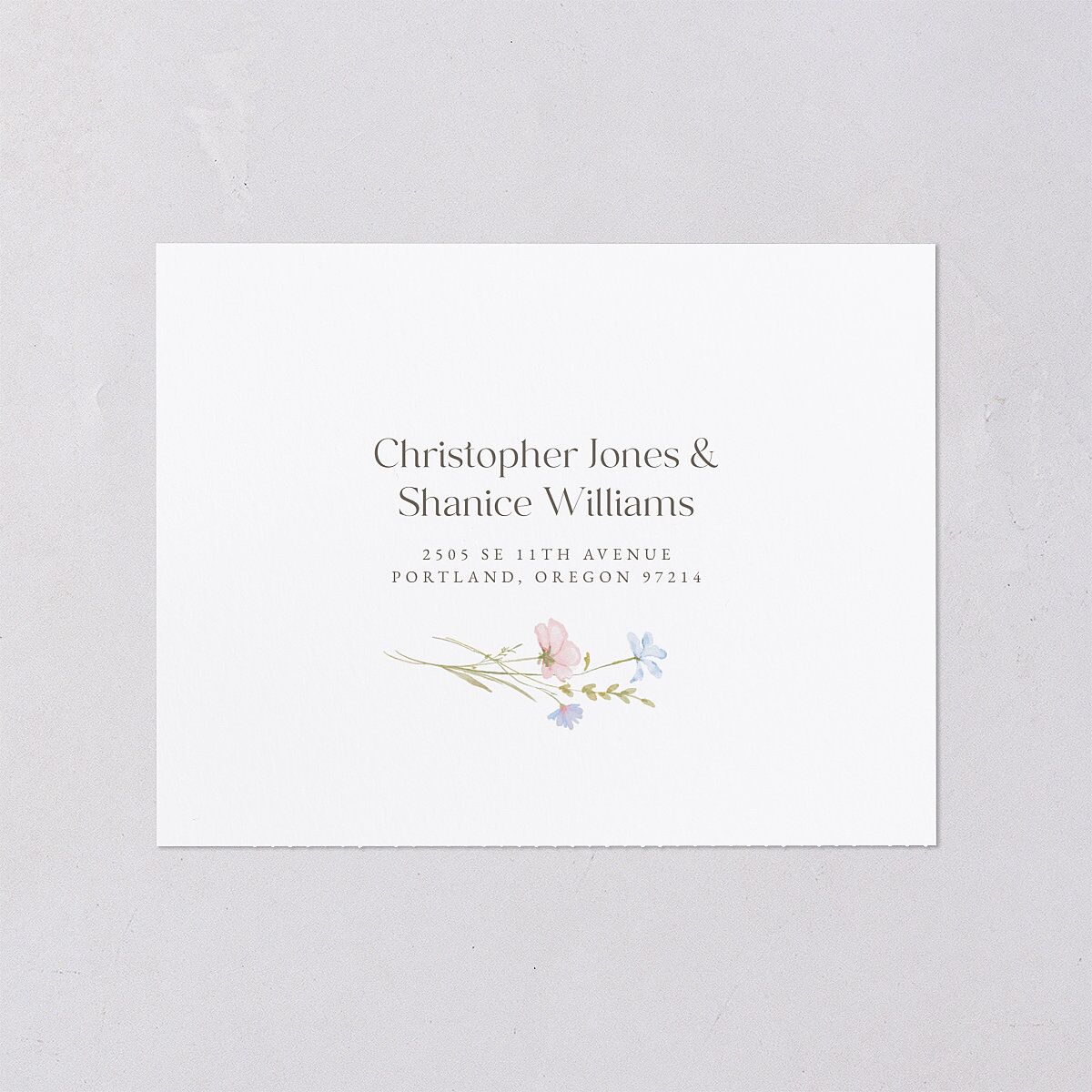 Wildflower Photo All-in-One Wedding Invitations Lilac Signature Light Both Recipient and Return Addresses No