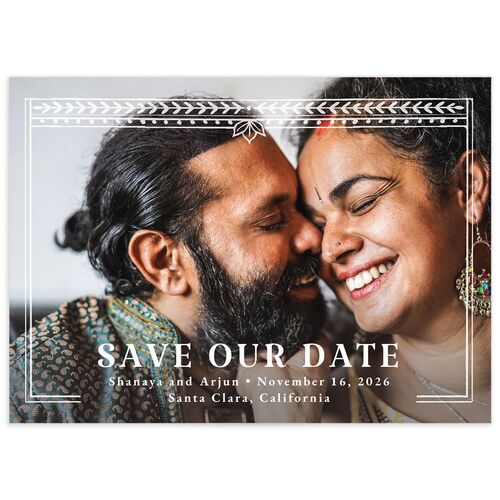 Painted Henna Save the Date Cards - Cream
