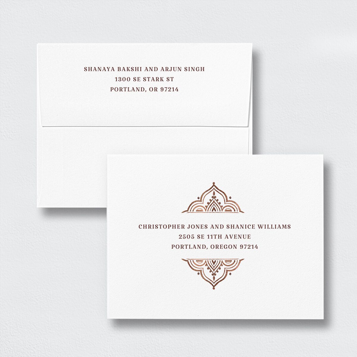 Painted Henna Thank You Card Envelopes White Standard Chestnut Both Recipient and Return Addresses Signature