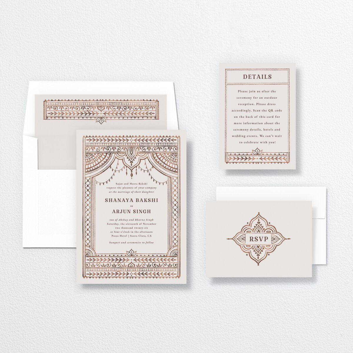 Painted Henna Wedding Invitations Chestnut Signature No
