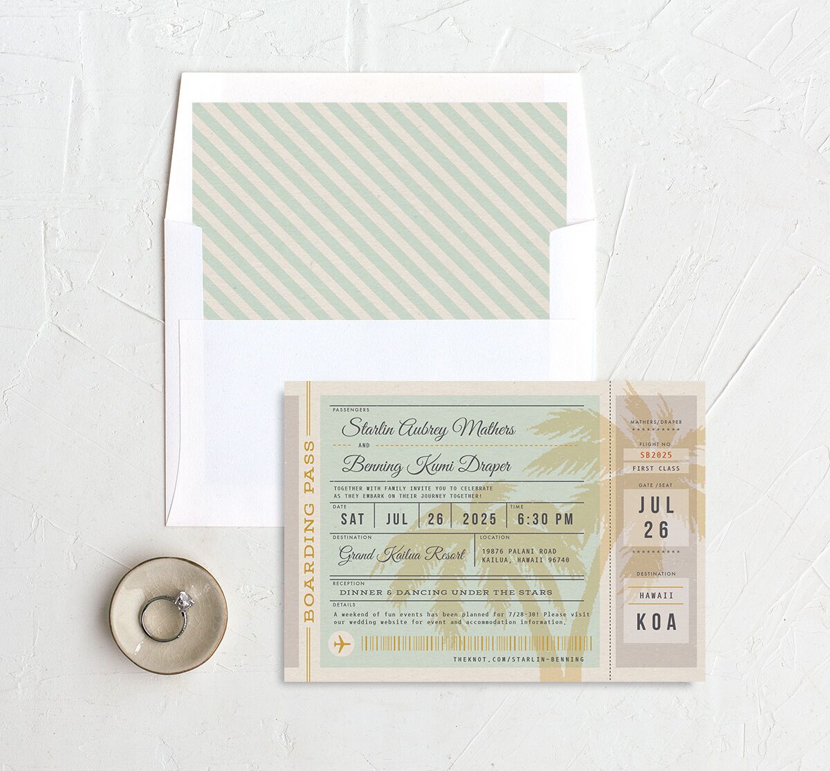 Retro Boarding Pass Standard Envelope Liners Standard Mint Green