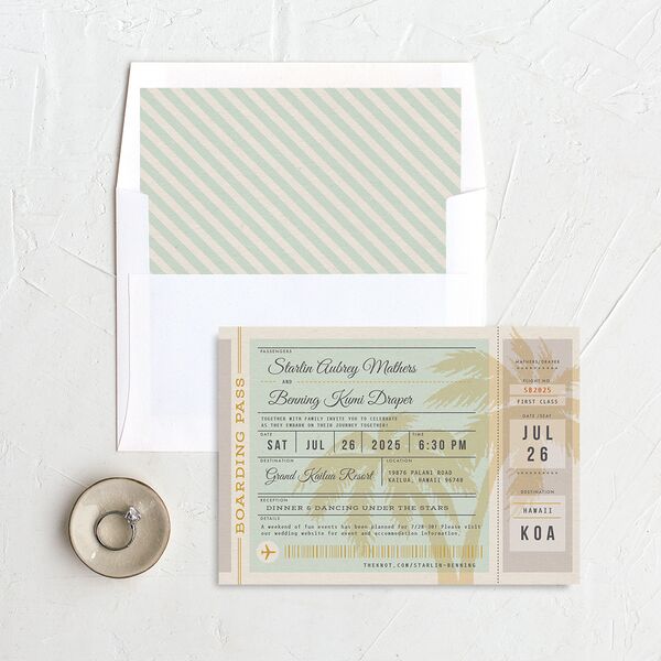 Retro Boarding Pass Standard Envelope Liners Standard Mint Green