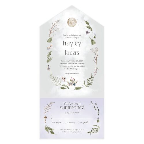 Crystal Forest All-in-One Wedding Invitations Mist Signature Light Both Recipient and Return Addresses No