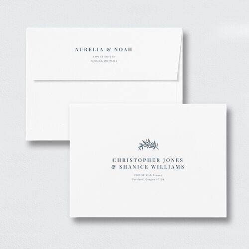 Accent Frame Save The Date Card Envelopes White Standard Midnight Navy Recipient Address Signature
