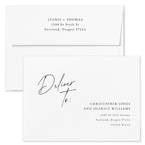 Gilded Corner Save The Date Card Envelopes White Licorice Recipient Address Signature Standard