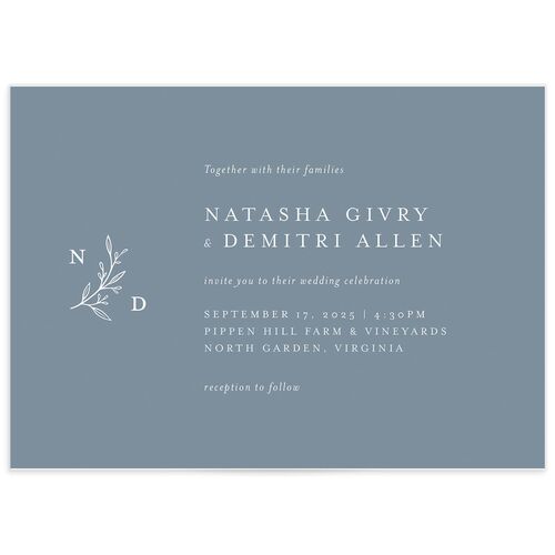 Timeless Flora Wedding Invitations French Blue Signature No