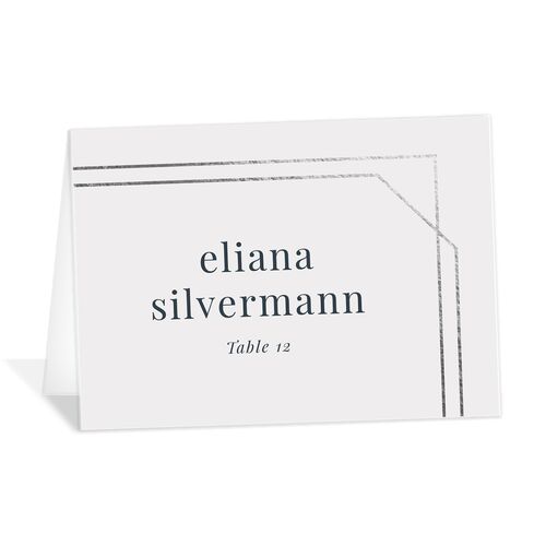Floral Frame Place Cards Silver Regency Blue Pearlescent