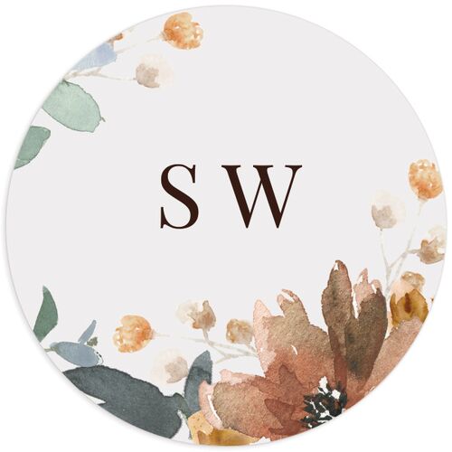 Floral Frame Wedding Stickers Raw Sienna