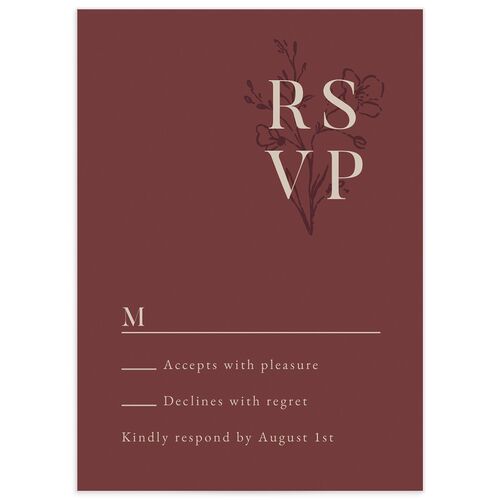 Floral Motif Wedding Response Cards Deep Claret Recycled