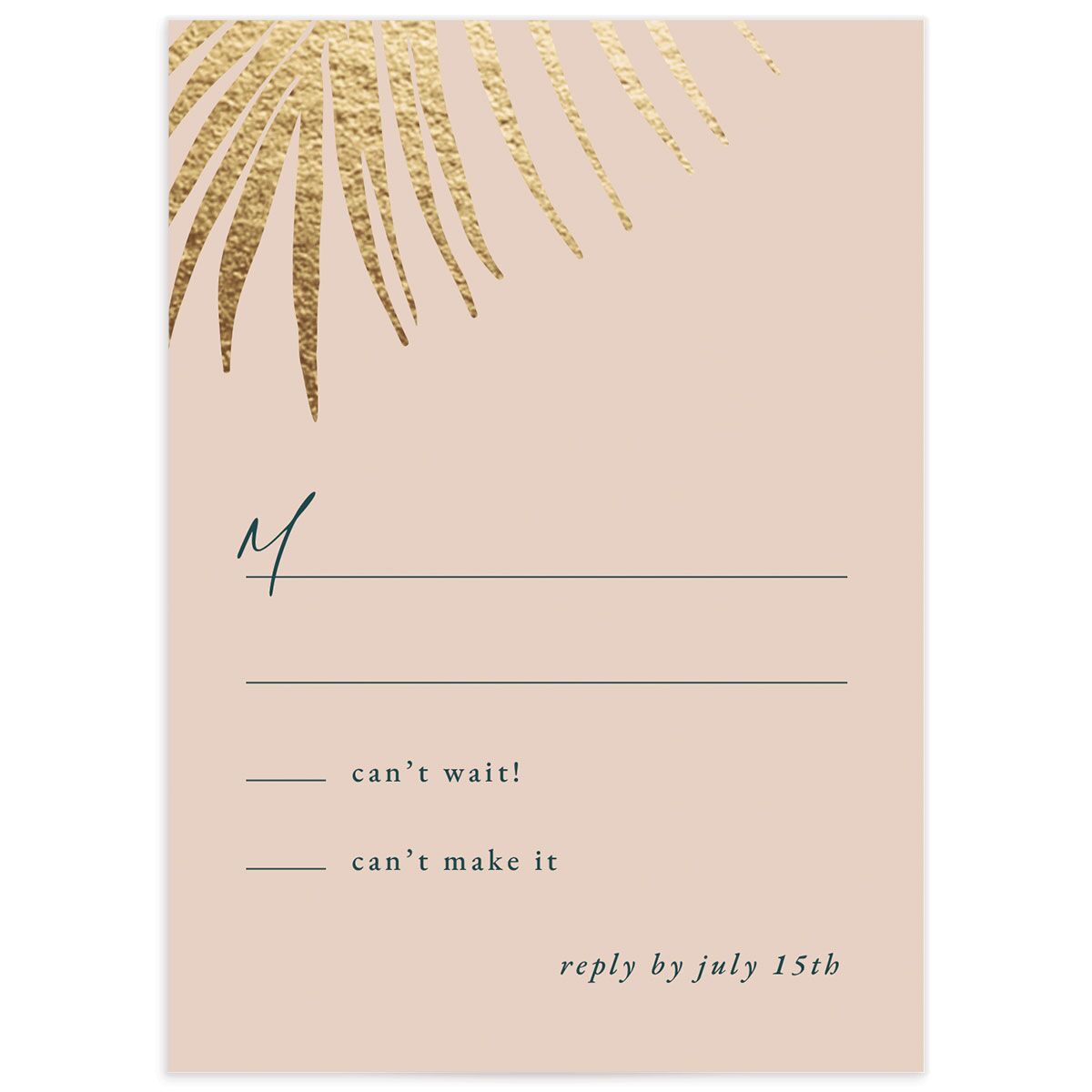 Lavish Palm Wedding Response Cards front