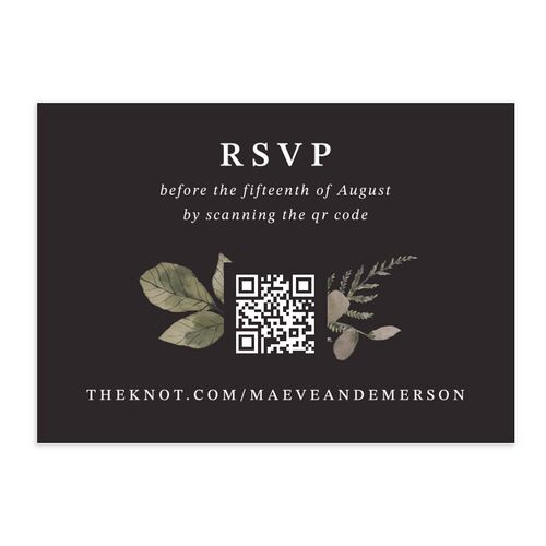 Elegant Botanical Autumn Floral QR Code RSVP Cards Charcoal Signature Standard