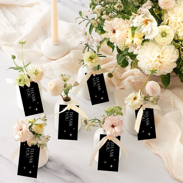 Starry Photo Foil Favor Gift Tags Midnight Gold Signature
