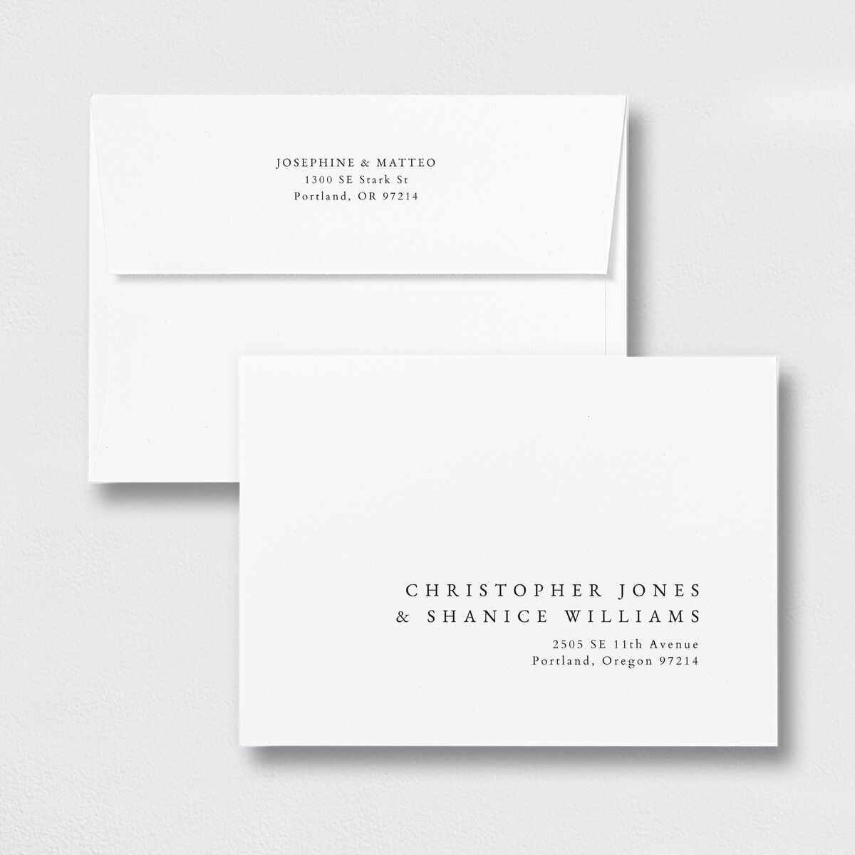 Double Frame Rehearsal Dinner Invitation Envelopes White Standard Pure White Both Recipient and Return Addresses