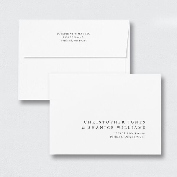 Double Frame Rehearsal Dinner Invitation Envelopes White Standard Pure White Both Recipient and Return Addresses