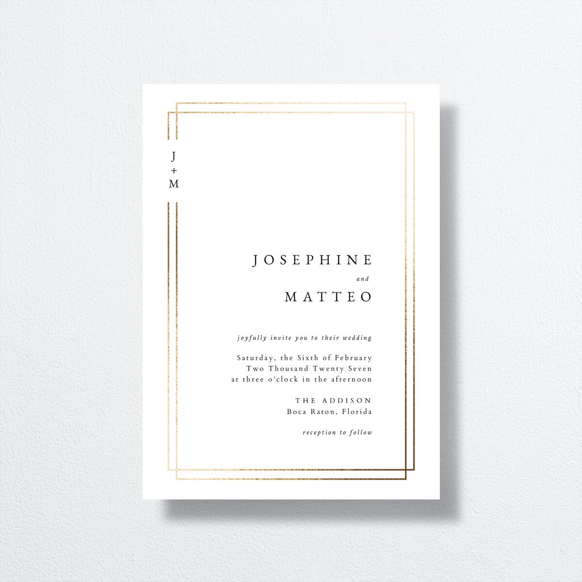 Double Frame Wedding Invitations Gold Pure White Signature No