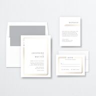 Double Frame Wedding Invitations Gold Pure White Signature No
