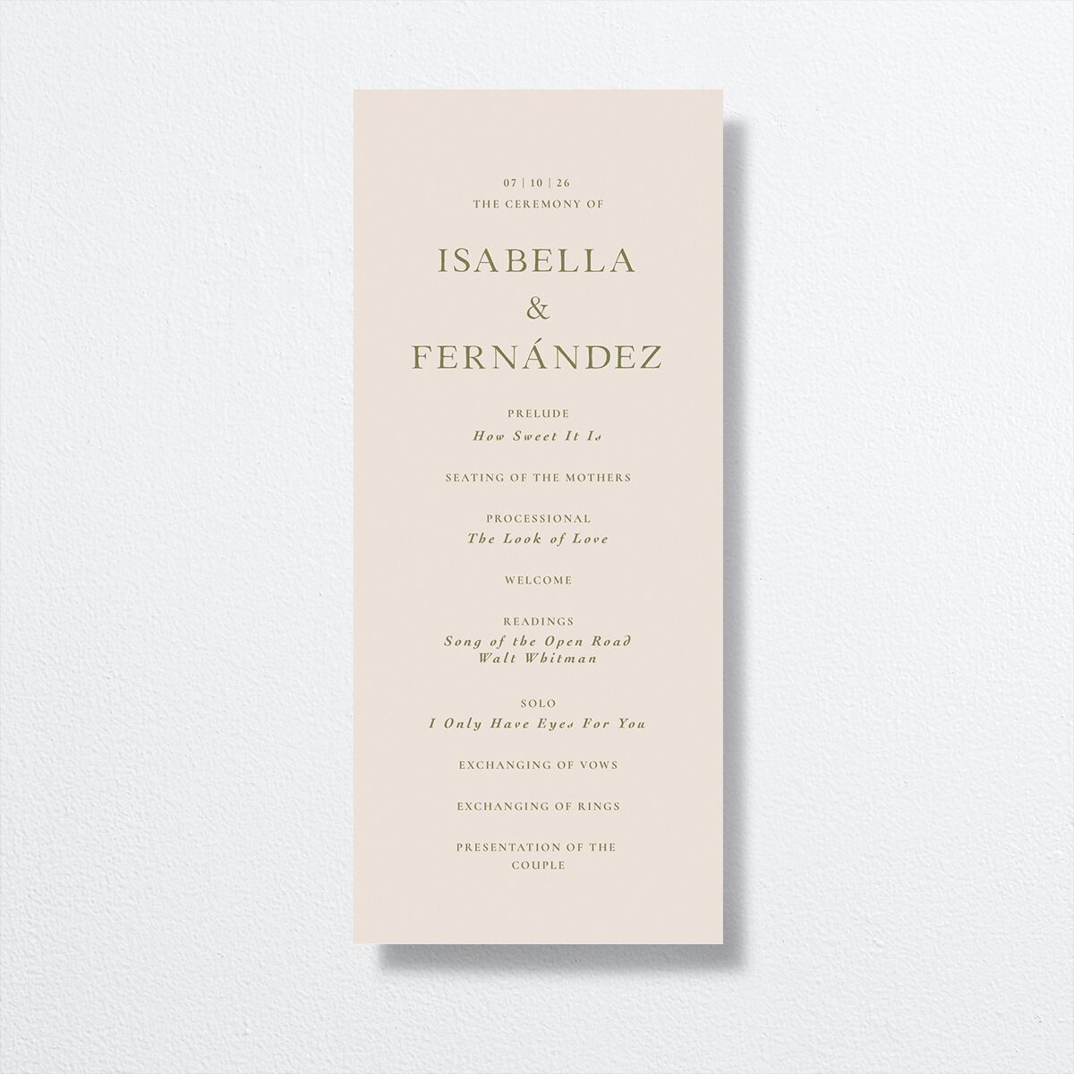 Cordillera Wedding Programs back in green