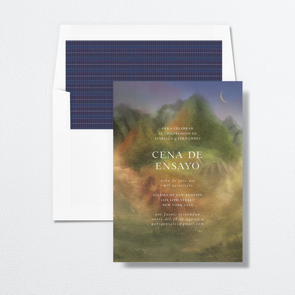 Cordillera Rehearsal Dinner Invitations envelope-and-liner