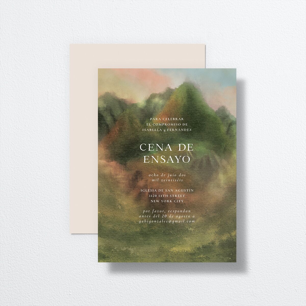 Cordillera Rehearsal Dinner Invitations front-and-back