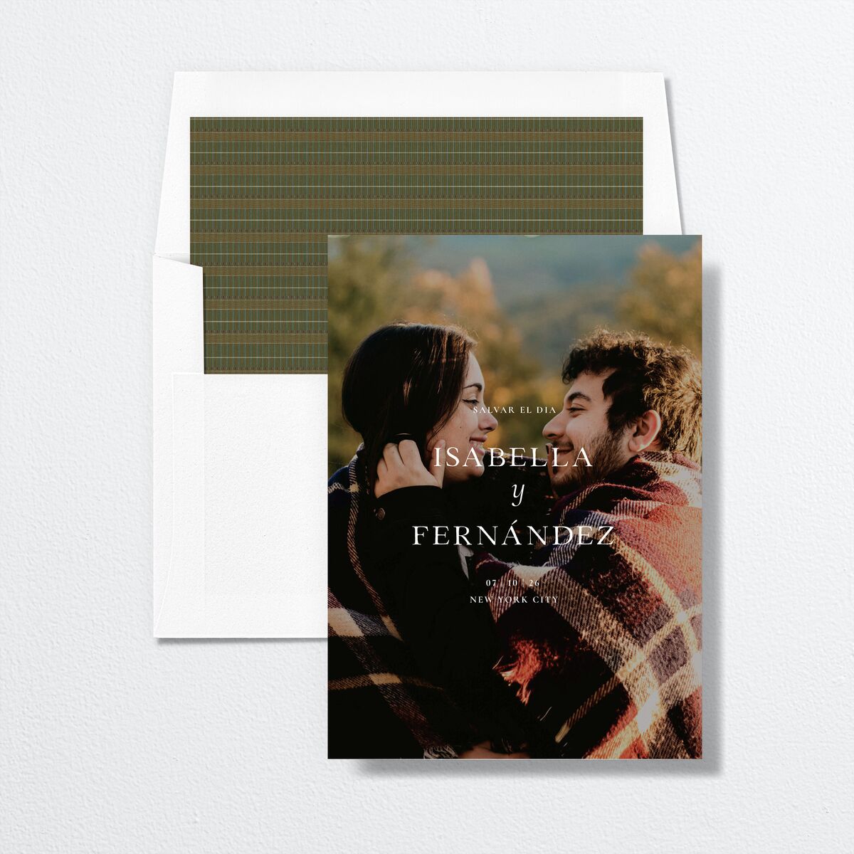 Cordillera Save the Date Cards envelope-and-liner