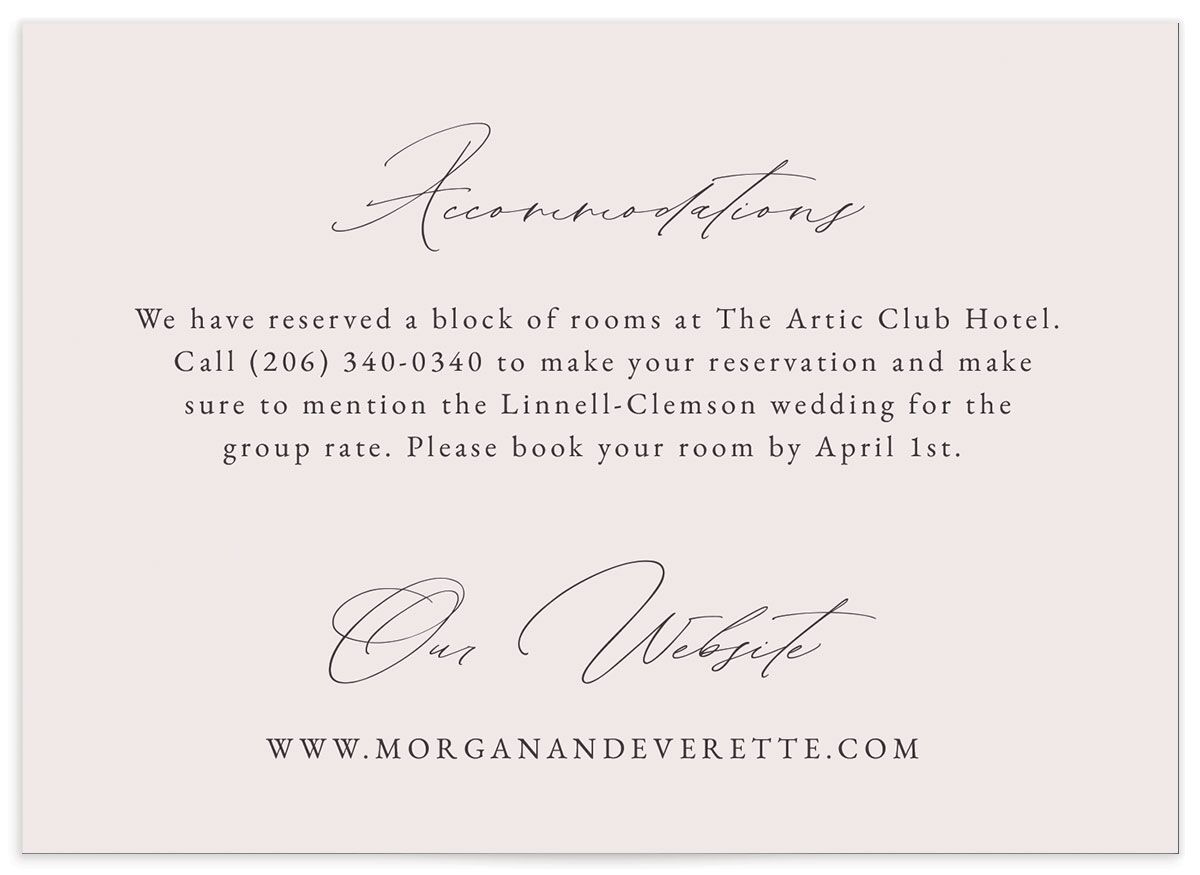 Decadent Blossom Wedding Enclosure Cards back in lavender