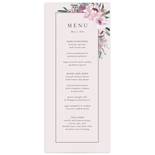 Decadent Blossom Menus - Lavender