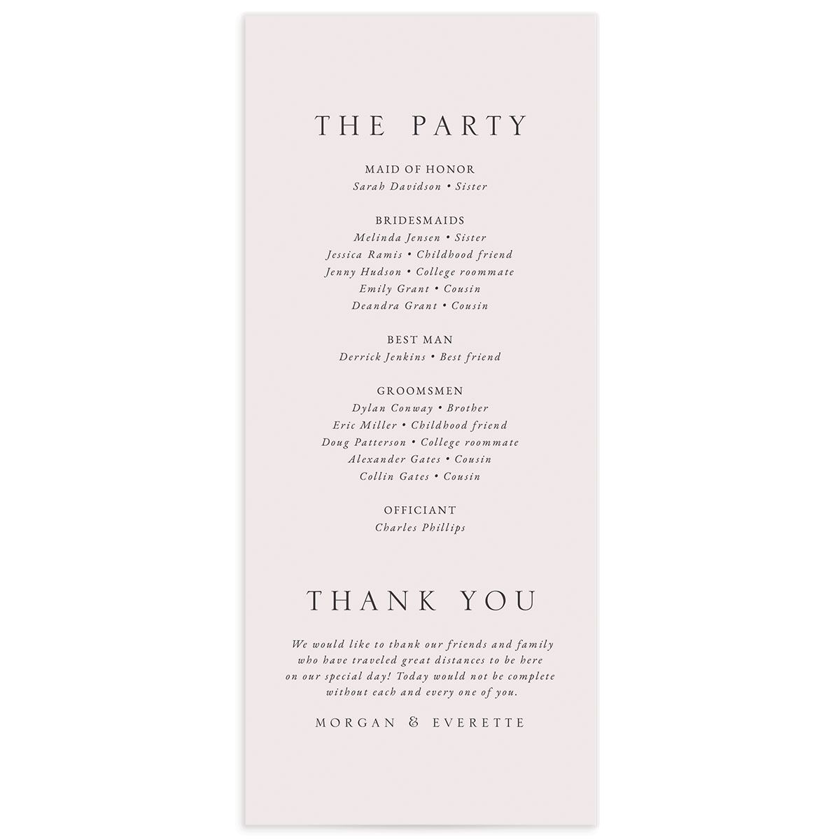 Decadent Blossom Wedding Programs back in lavender