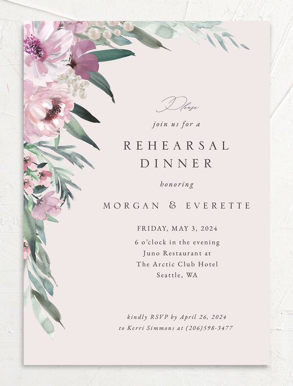 Decadent Blossom Rehearsal Dinner Invitations front