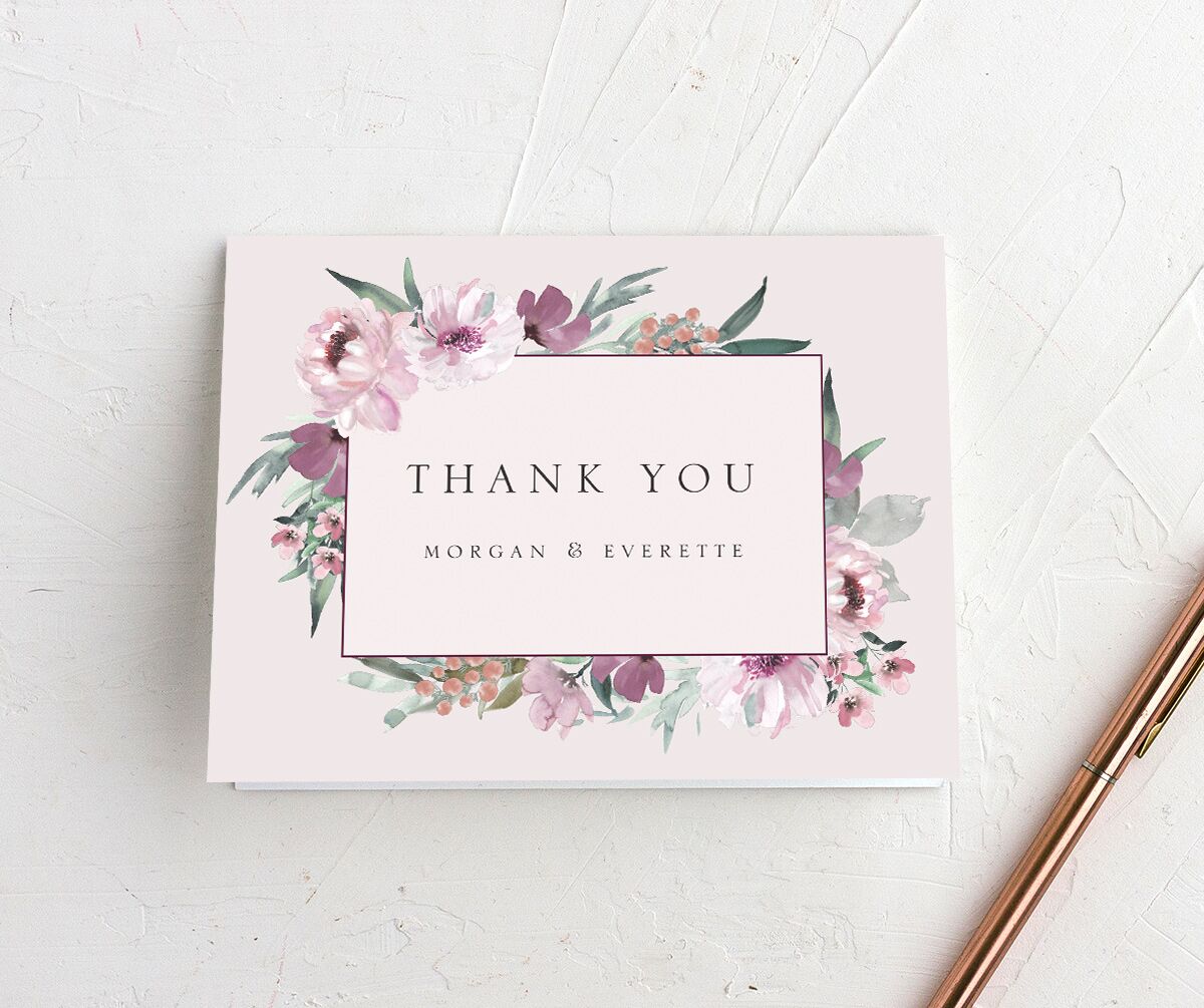 Decadent Blossom Thank You Cards front in lavender
