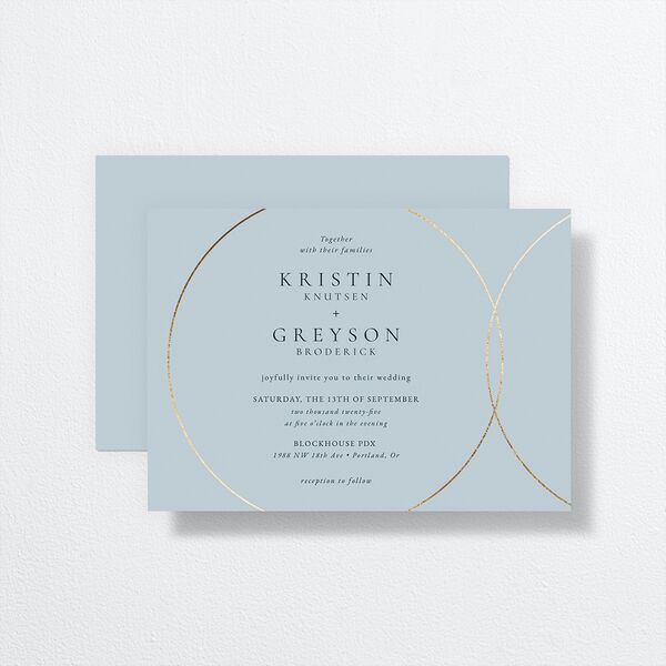 Minimal Rings Wedding Invitations front-and-back in Blue