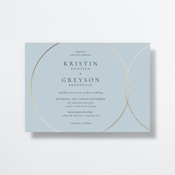 Minimal Rings Wedding Invitations front in Blue