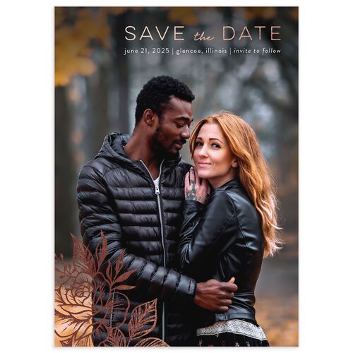Timeless Garden Save The Date Cards Rose Gold Champagne Signature smooth No