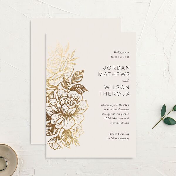 Timeless Garden Wedding Invitations Gold Champagne Signature No