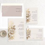 Timeless Garden Wedding Invitations Gold Champagne Signature No