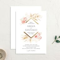 Rustic Bouquet Wedding Invitations Gold Pink Cotton Signature No