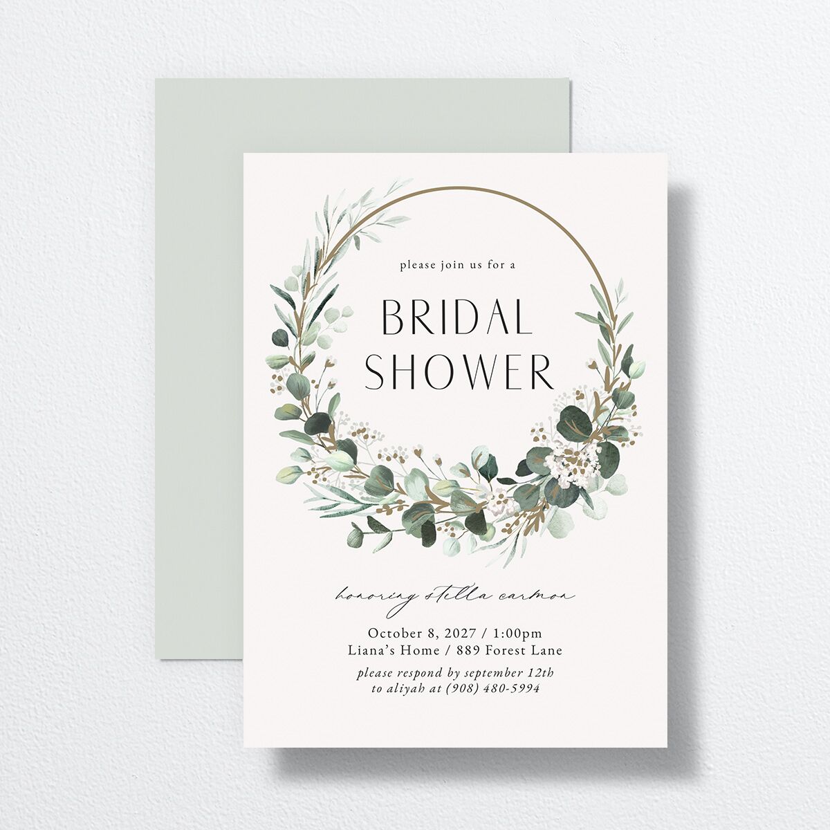 Timeless Hoop Bridal Shower Invitations Pure White Signature Standard