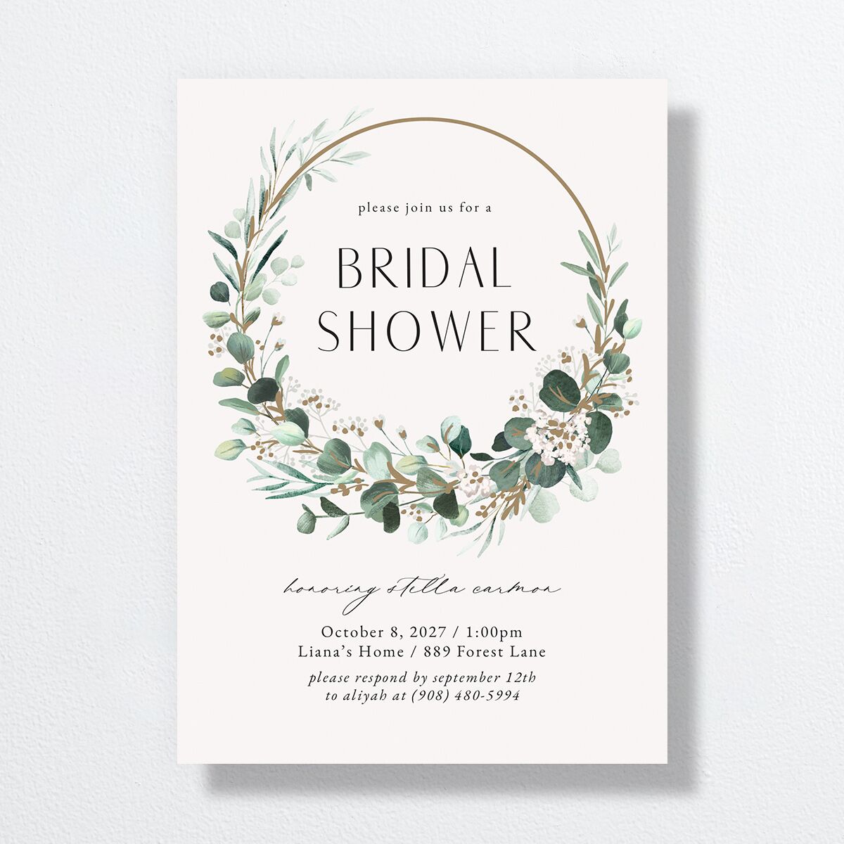Timeless Hoop Bridal Shower Invitations Pure White Signature Standard