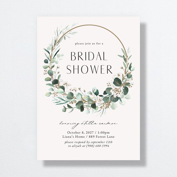 Timeless Hoop Bridal Shower Invitations Pure White Signature Standard