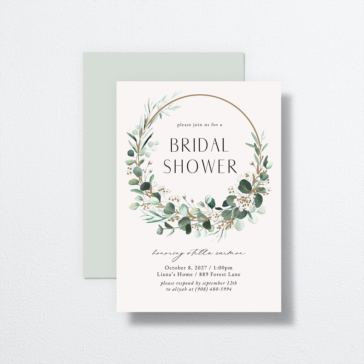 Timeless Hoop Bridal Shower Invitations front-and-back