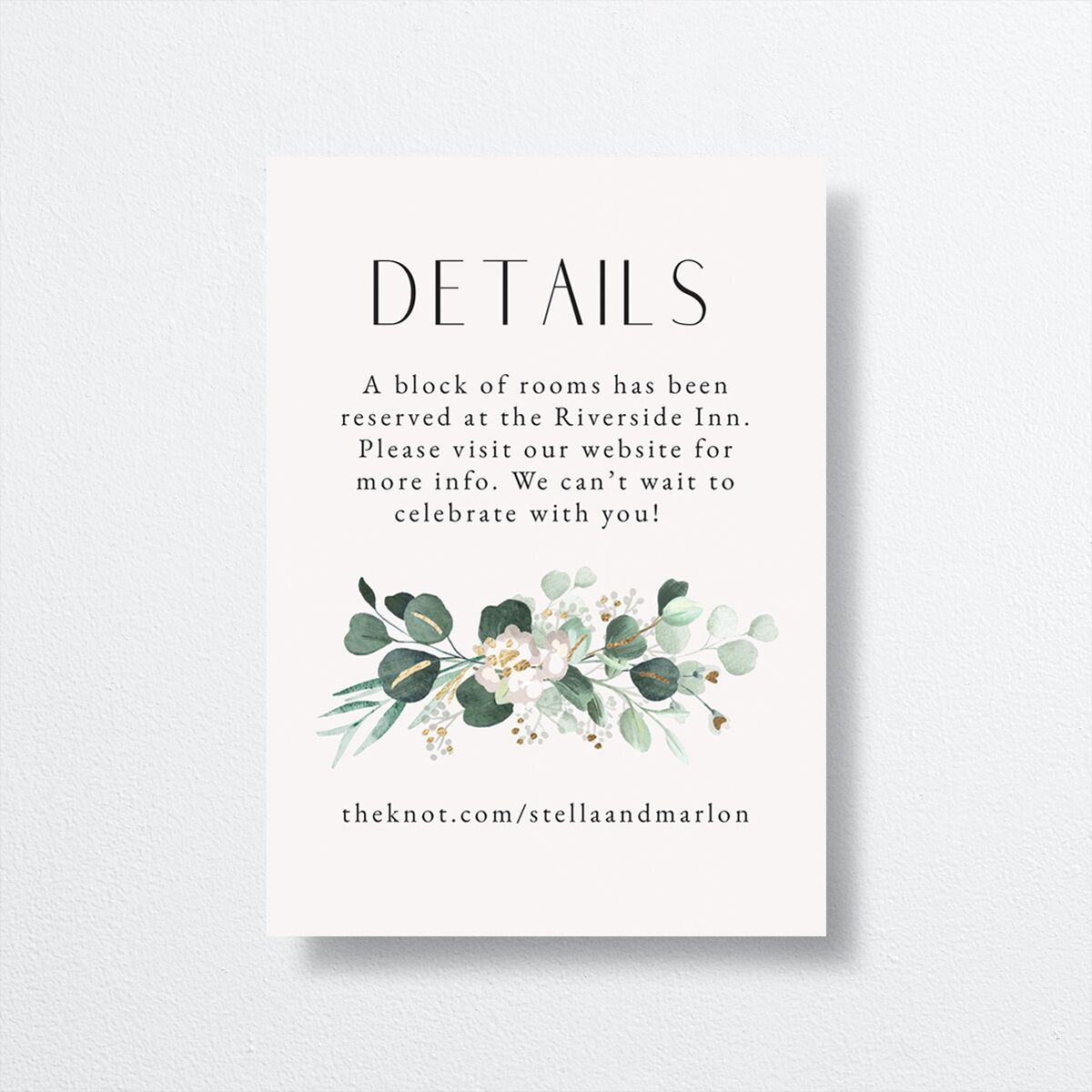 Timeless Hoop Wedding Enclosure Cards front in white