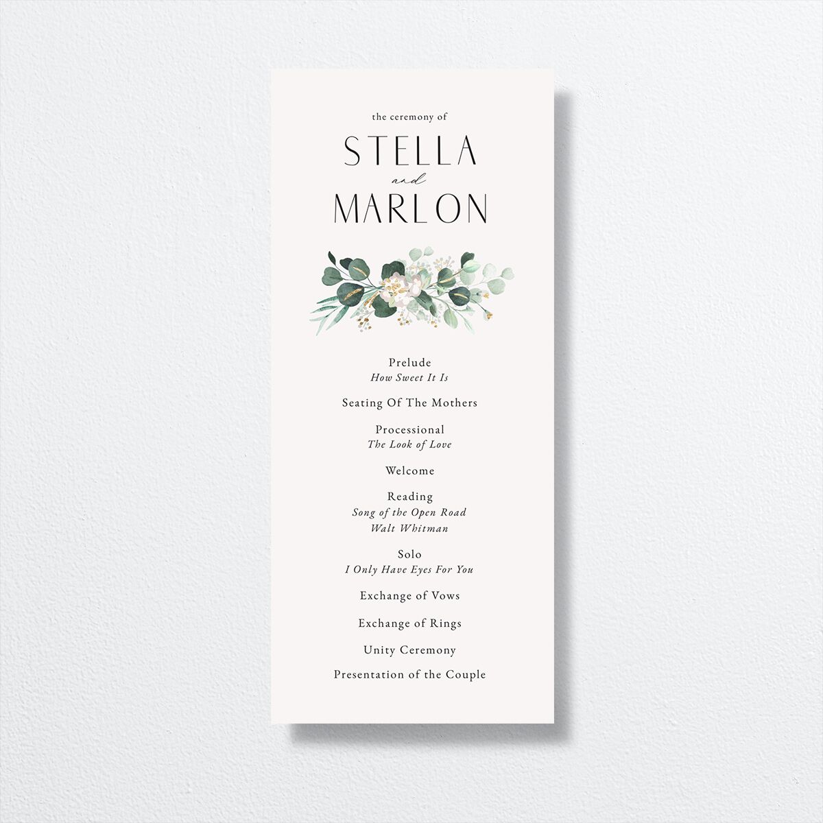 Timeless Hoop Wedding Programs front in white