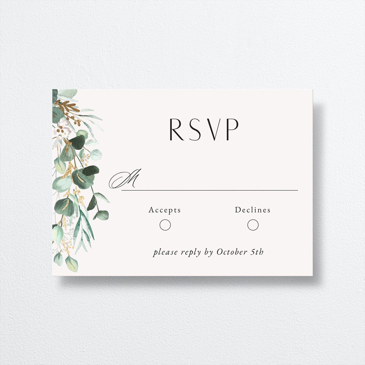 Timeless Hoop Wedding Response Cards front in white