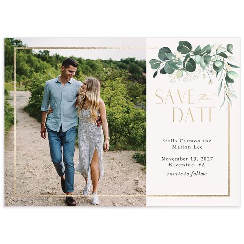 Timeless Hoop Save The Date Cards - White