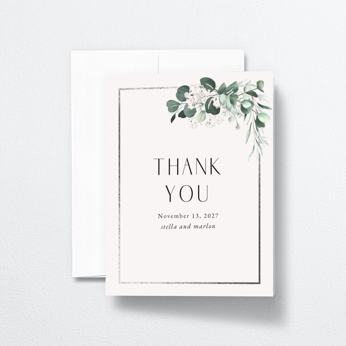 Timeless Hoop Thank You Cards Silver Pure White